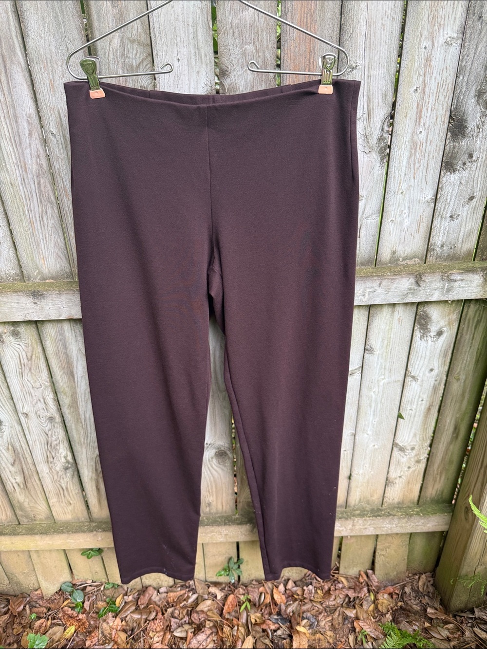 Eileen Fisher Ponte Knit Slim Pants Brown rayon spandex Stretch Pull On M